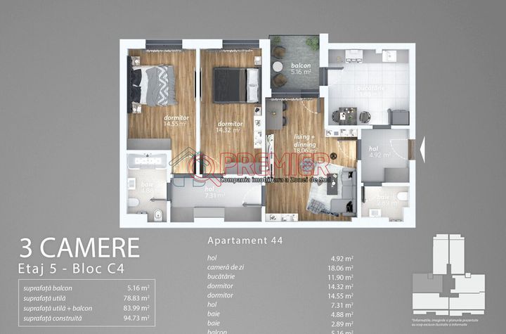 Apartament 3 camere de vanzare APARATORII PATRIEI - Bucuresti anunturi imobiliare Bucuresti