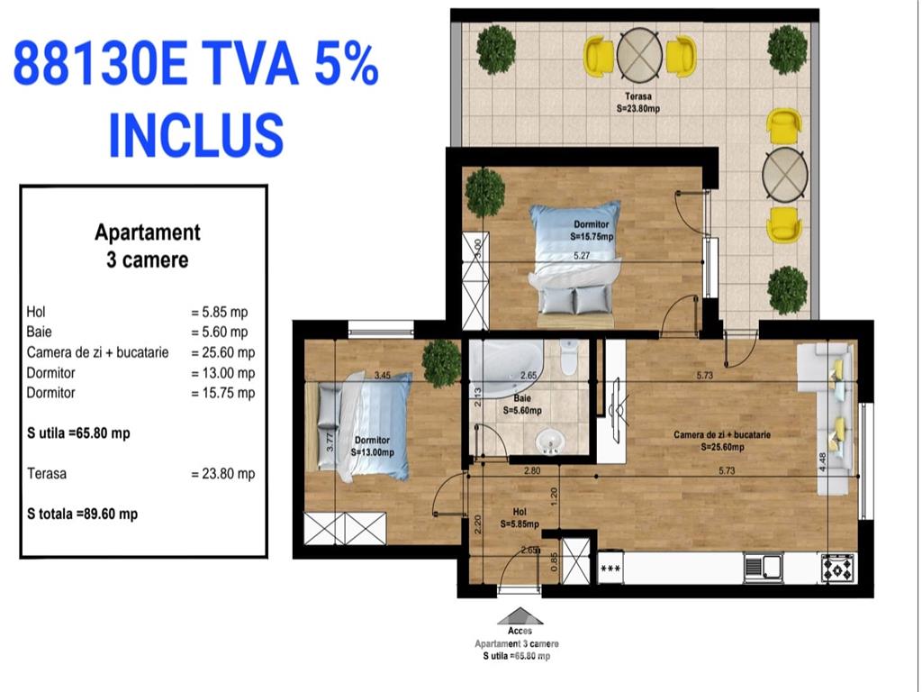 Apartament 3 camere de vanzare PANTELIMON-ORAS - Bucuresti